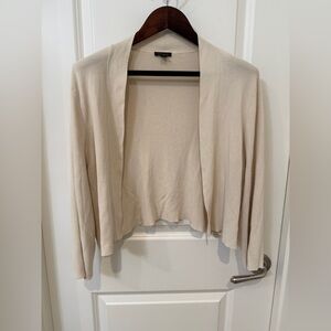 Ann Taylor Soft Beige Open-Front Cardigan